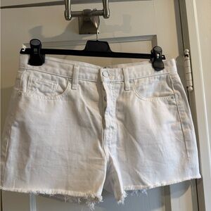 7 For All Mankind White Denim Monroe Cutoff Shorts